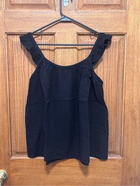 Black Ruffle-Sleeve Women's Tank Top. Sz S. NWT